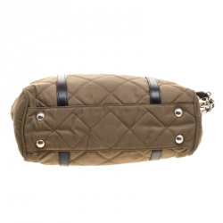 Pre Owned Prada Khaki Quilted Nylon Shoulder Bag