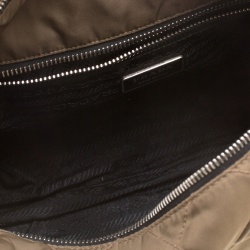 Pre Owned Prada Khaki Quilted Nylon Shoulder Bag