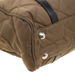 Pre Owned Prada Khaki Quilted Nylon Shoulder Bag