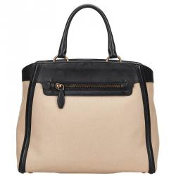 Pre Owned Prada Two Tone Canvas/Leather Tote