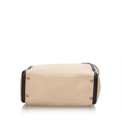 Pre Owned Prada Two Tone Canvas/Leather Tote