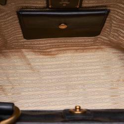 Pre Owned Prada Two Tone Canvas/Leather Tote