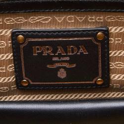 Pre Owned Prada Two Tone Canvas/Leather Tote