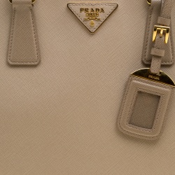 Pre Owned Prada Beige Saffiano Lux Leather Large Double Zip Tote