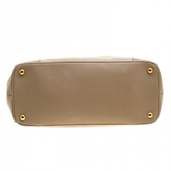 Pre Owned Prada Beige Saffiano Lux Leather Large Double Zip Tote