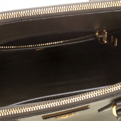 Pre Owned Prada Military Green Saffiano Lux Leather Mini Double Zip Tote