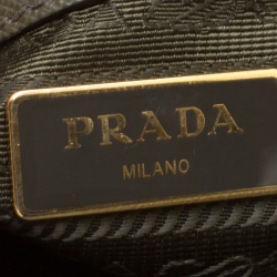 Pre Owned Prada Military Green Saffiano Lux Leather Mini Double Zip Tote