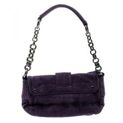 Pre Owned Prada Purple Suede Chain Shoulder Bag