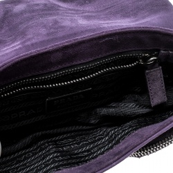 Pre Owned Prada Purple Suede Chain Shoulder Bag