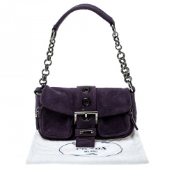 Pre Owned Prada Purple Suede Chain Shoulder Bag