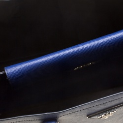 Pre Owned Prada Blue Saffiano Cuir Leather Convertible Tote