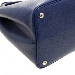 Pre Owned Prada Blue Saffiano Cuir Leather Convertible Tote