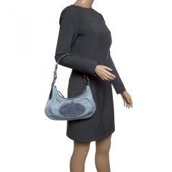 Pre Owned Prada Light Blue Nylon Shoulder Bag