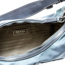 Pre Owned Prada Light Blue Nylon Shoulder Bag