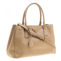 Pre Owned Prada Brown Saffiano Lux Leather Medium Tote