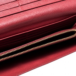 Pre Owned Prada Red Saffiano Leather Continental Wallet