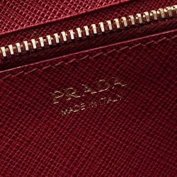Pre Owned Prada Red Saffiano Leather Continental Wallet