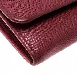 Pre Owned Prada Red Saffiano Leather Continental Wallet