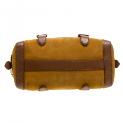 Pre Owned Prada dark Yellow/Brown Suede and Leather Satchel