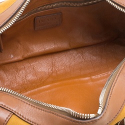 Pre Owned Prada dark Yellow/Brown Suede and Leather Satchel