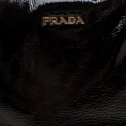 Pre Owned Prada Black Textured Patent Leather Satchel