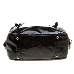 Pre Owned Prada Black Textured Patent Leather Satchel