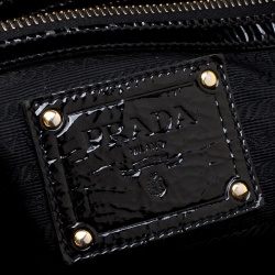 Pre Owned Prada Black Textured Patent Leather Satchel