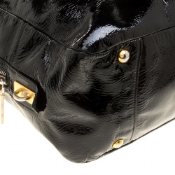Pre Owned Prada Black Textured Patent Leather Satchel
