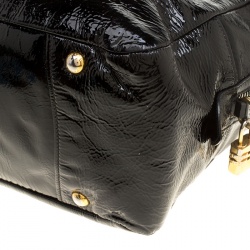 Pre Owned Prada Black Textured Patent Leather Satchel