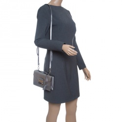 Pre Owned Prada Metallic Silver Saffiano Metal Leather Crossbody Bag