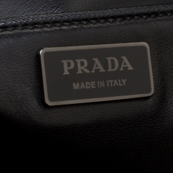 Pre Owned Prada Black Saffiano Lux Leather Medium Double Zip Tote