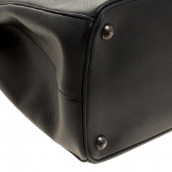 Pre Owned Prada Black Saffiano Lux Leather Medium Double Zip Tote