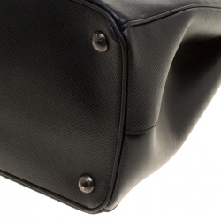 Pre Owned Prada Black Saffiano Lux Leather Medium Double Zip Tote