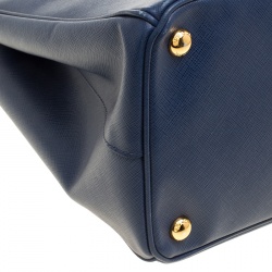 Pre Owned Prada Blue Saffiano Lux Leather Medium Double Zip Tote