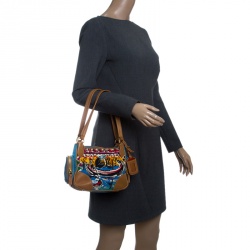 Pre Owned Prada Multicolor Printed Canvas/Nylon and Leather Shoulder Bag