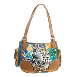 Pre Owned Prada Multicolor Printed Canvas/Nylon and Leather Shoulder Bag