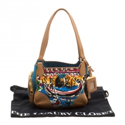Pre Owned Prada Multicolor Printed Canvas/Nylon and Leather Shoulder Bag