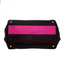 Pre Owned Prada Pink/Black Stripe Canvas Large Tote
