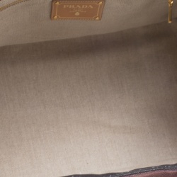 Pre Owned Prada Pink/Black Stripe Canvas Large Tote