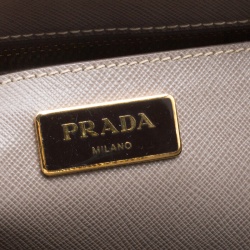 Pre Owned Prada Grey Saffiano Lux Leather Medium Double Zip Tote