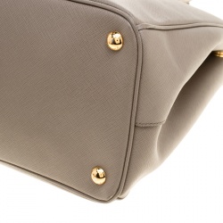 Pre Owned Prada Grey Saffiano Lux Leather Medium Double Zip Tote
