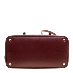 Pre Owned Prada Burgundy Saffiano Lux Leather Top Handle Bag