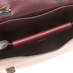 Pre Owned Prada Burgundy Saffiano Lux Leather Top Handle Bag