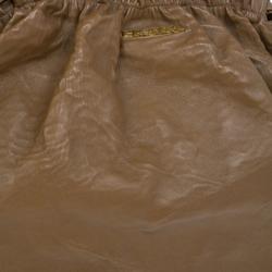 Pre Owned Prada Brown Lambskin Bow Detail Medium Hobo