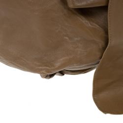 Pre Owned Prada Brown Lambskin Bow Detail Medium Hobo