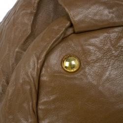 Pre Owned Prada Brown Lambskin Bow Detail Medium Hobo