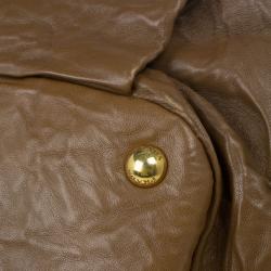 Pre Owned Prada Brown Lambskin Bow Detail Medium Hobo