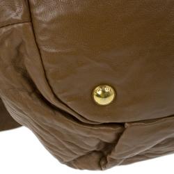 Pre Owned Prada Brown Lambskin Bow Detail Medium Hobo