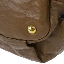 Pre Owned Prada Brown Lambskin Bow Detail Medium Hobo