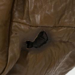 Pre Owned Prada Brown Lambskin Bow Detail Medium Hobo